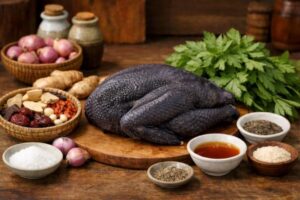 Nguyên liệu nấu món gà hầm thuốc bắc